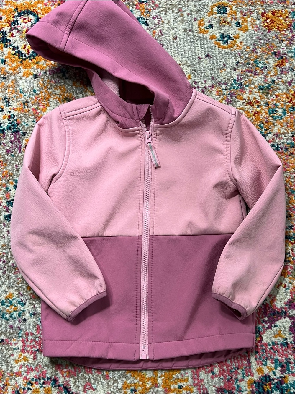 5T Cat & Jack Color Block Two-Tone Pink Hooded Jacket - Picture 6 of 11